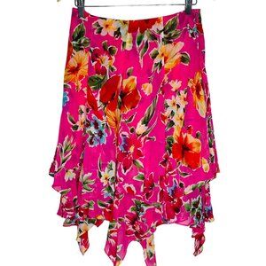 Ralph Lauren Silk Asymmetrical Skirt A-Line Floral Tropical 8P